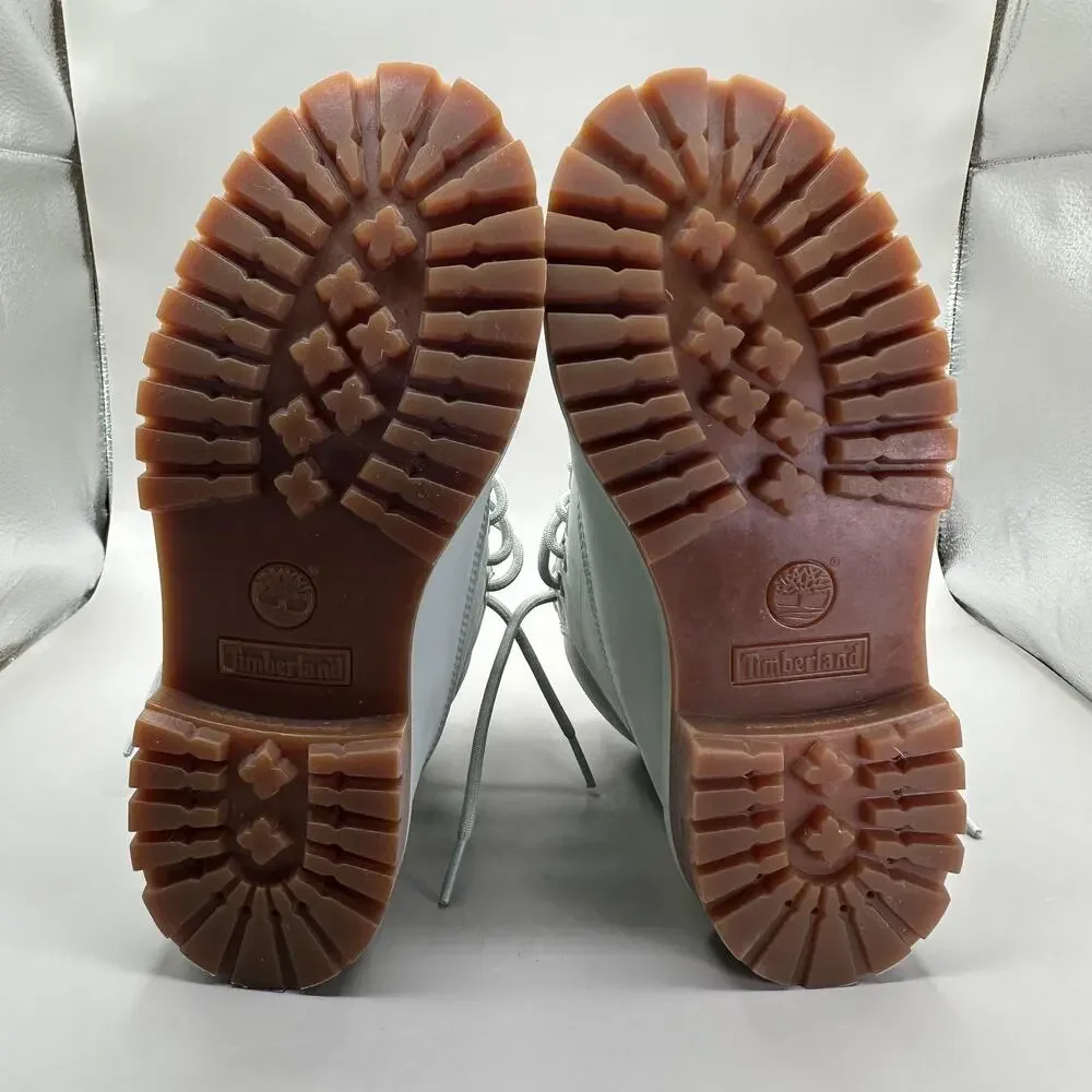 Timberland Boots Big Kids Size 3.5 Mint Green 6 Inch Premium Leather Lug Sole